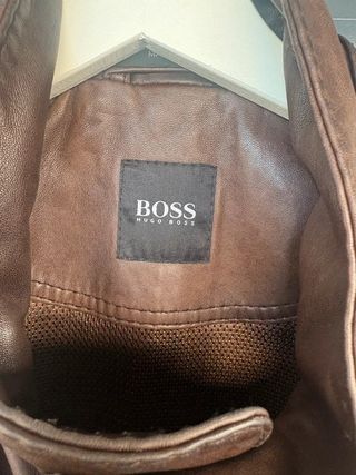 Cazadora Piel Hugo Boss Marrón Hombre
