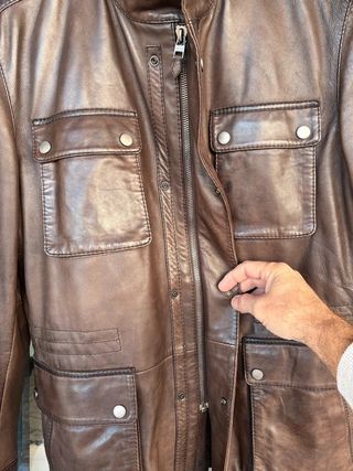 Cazadora Piel Hugo Boss Marrón Hombre