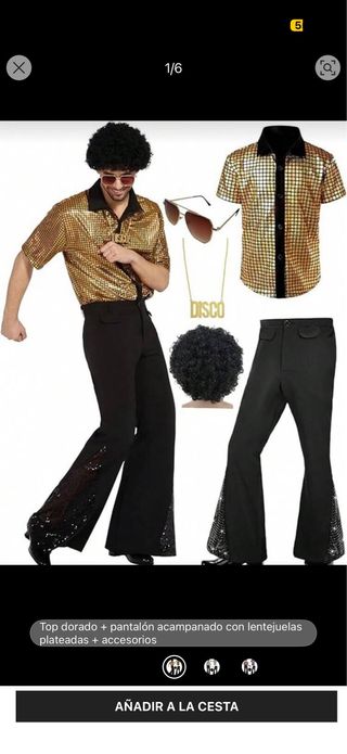 Disfraz retro hombre disco top y pantalón