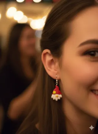 Pendientes de elfo rojos y blancos