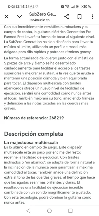 Guitarra 7 cuerdas Subzero Generation Pro