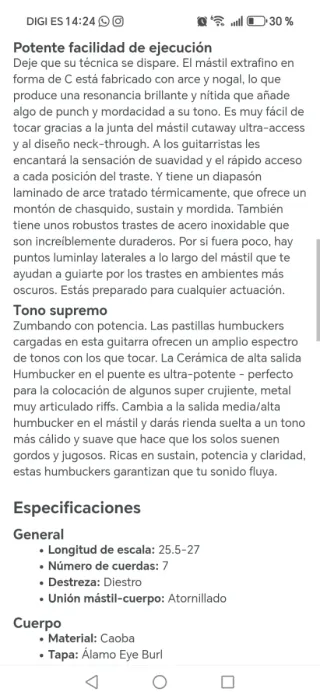 Guitarra 7 cuerdas Subzero Generation Pro