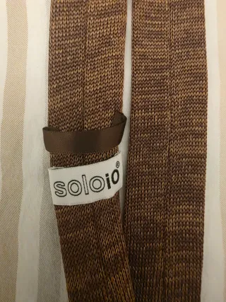 Corbata vintage de seda original marrón y dorada