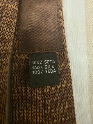 Corbata vintage de seda original marrón y dorada
