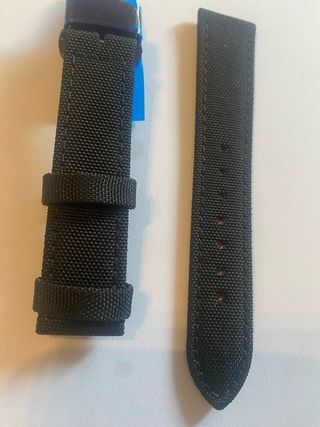 Cinturino nylon canvas nero 20mm fibbia farfalla