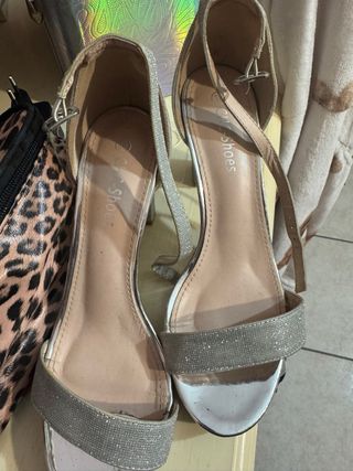 Scarpe con tacco brillantinati oro/argento