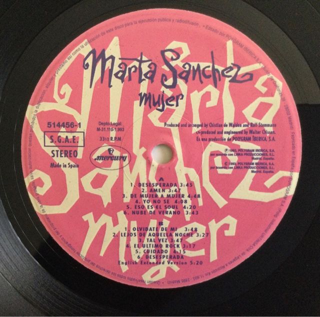 Marta Sánchez "Mujer" LP 1993 Spain