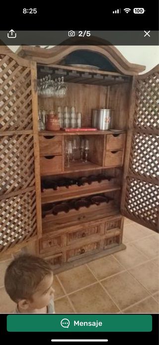 Armadio Rustico Portabottiglie in Legno