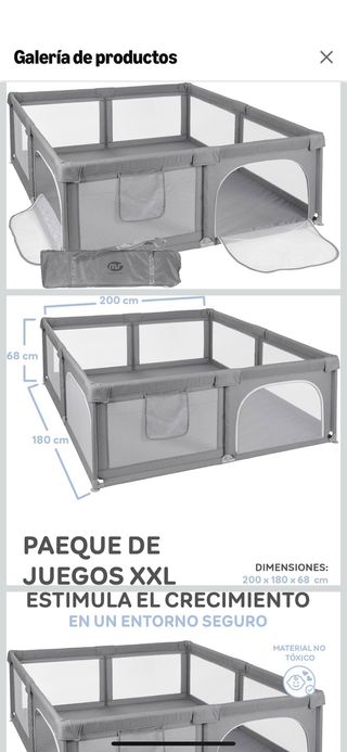 Parque de juegos XXL 200x180x68 cm