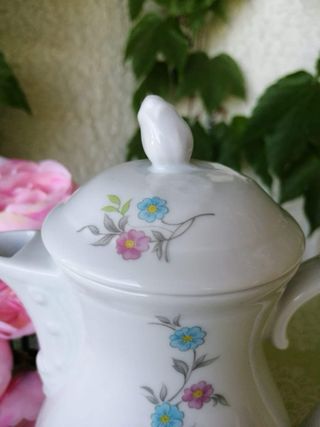 Caffettiera/cioccolatiera e lattiera in porcellana