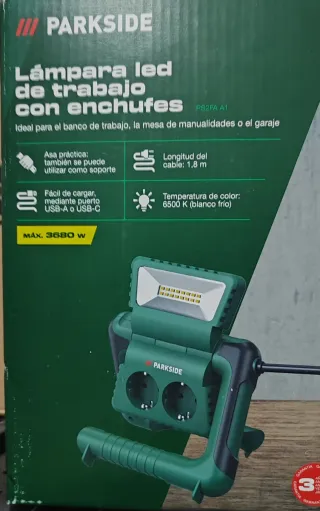 Nuevo, Lámpara LED PARKSIDE con enchufes y USB