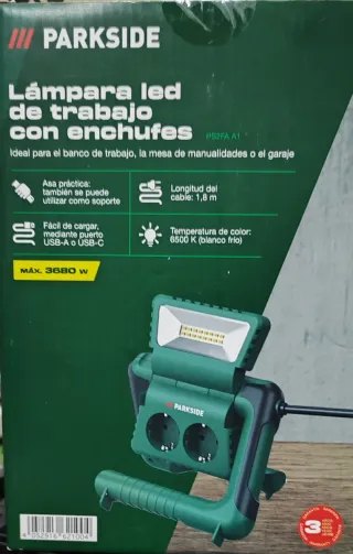 Nuevo, Lámpara LED PARKSIDE con enchufes y USB