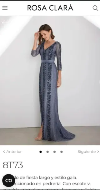 Vestido Rosa Clara azul fiesta , pedreria