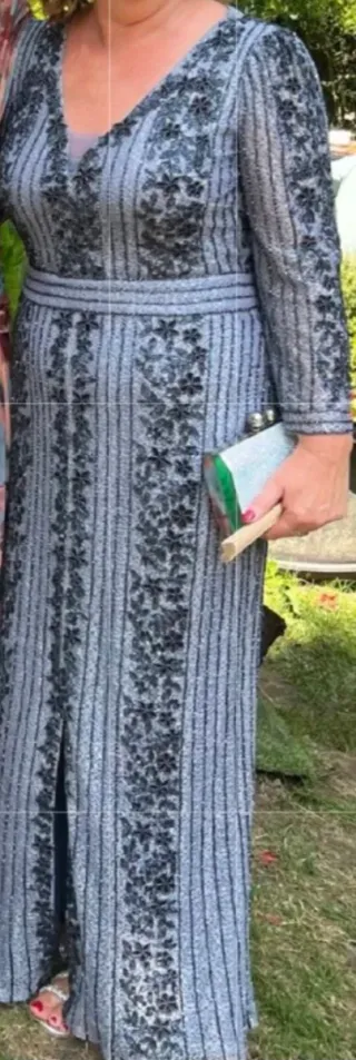 Vestido Rosa Clara azul fiesta , pedreria