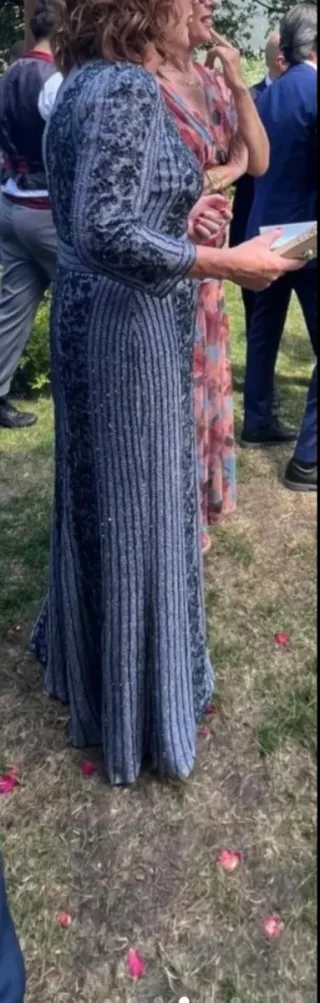 Vestido Rosa Clara azul fiesta , pedreria