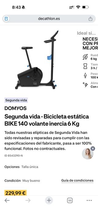 Bicicleta Estática DOMYOS BIKE 140
