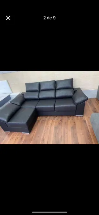 Sofá modular de piel negro