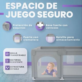 Parque infantil para bebés gris