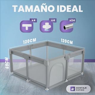 Parque infantil para bebés gris