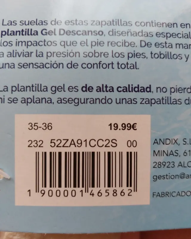 ZAPATILLAS DE CASA CON GEL DESCANSO,  SIN ESTRENAR