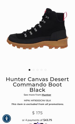 Botas Hunter Hombre Talla 44 Negras