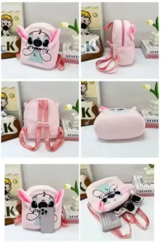 Original pequeña mochila peluche de Stitch,rosa.