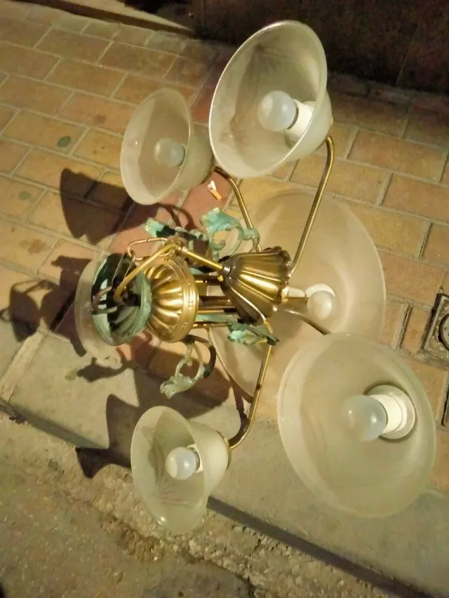 Lámparas vintage cristal y metal 35 euros cada una