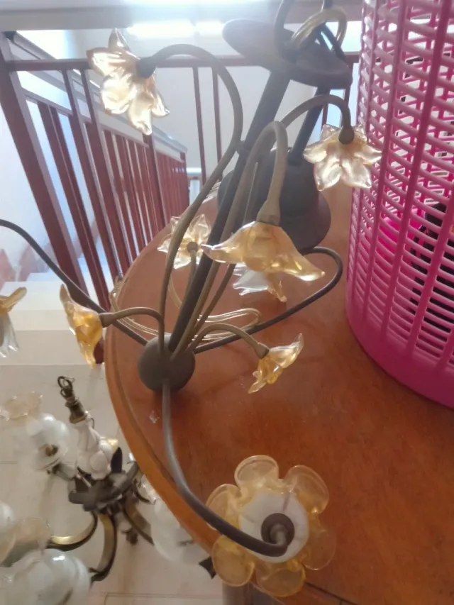 Lámparas vintage cristal y metal 35 euros cada una