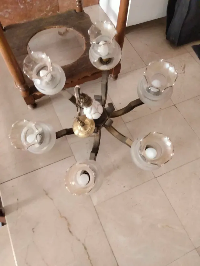 Lámparas vintage cristal y metal 35 euros cada una