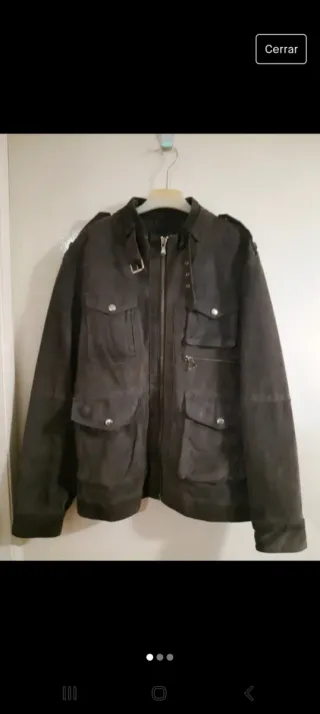 Cazadora Zara Piel Gris Talla L