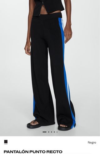 Pantalón recto Mango negro y azul