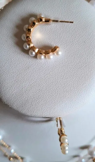 Bellissima parure 2 collane perle artificiali oro