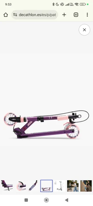 Patinete infantil lila y rosa