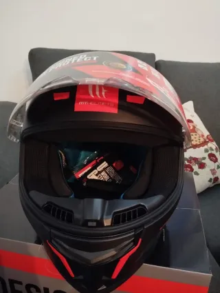 Casco Moto MT Stinger Talla S Negro/Rojo