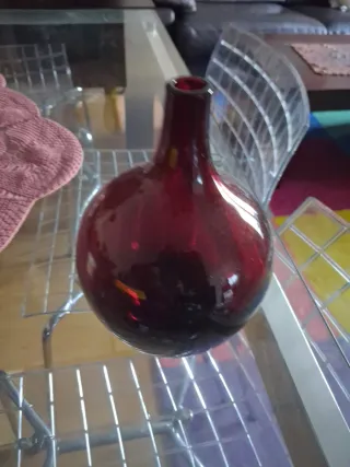 Juego 3 Jarrones Cristal Soplado Rojo y una bola.