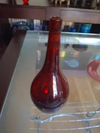 Juego 3 Jarrones Cristal Soplado Rojo y una bola.