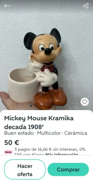 Mickey Mouse de Cerámica marca "Kramika"