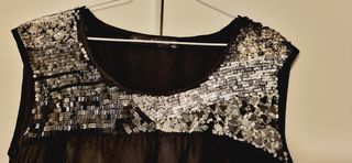 Vestido fiesta negro lentejuelas plata