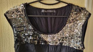 Vestido fiesta negro lentejuelas plata