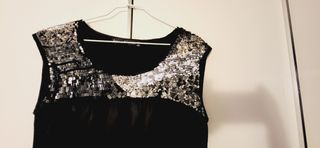 Vestido fiesta negro lentejuelas plata