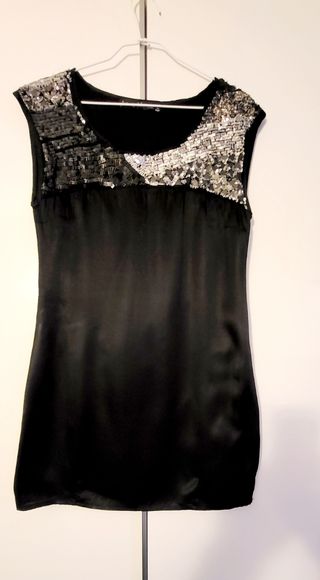 Vestido fiesta negro lentejuelas plata