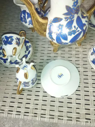 Servizio Caffè Porcellana Vintage Blu e Bianco