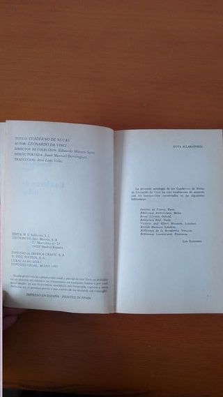 “Cuaderno de notas”, Leonardo da Vinci