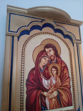 Cuadro Retablo Sagrada Familia Madera