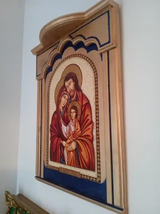 Cuadro Retablo Sagrada Familia Madera