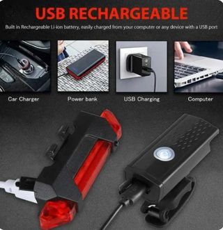 Juego de luces de bicicleta recargables por USB
