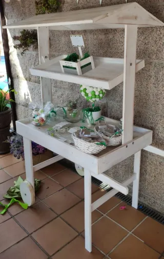 Carrito Candy Bar Madera Blanco