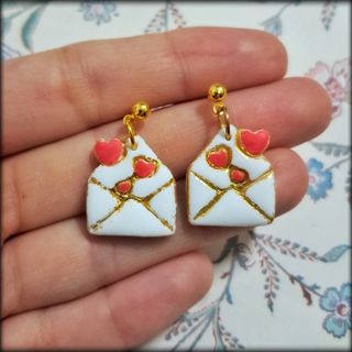 Pendientes Fimo Sobres Corazón