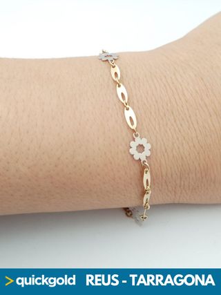 035-05-00886 PULSERA ORO 18K FLORES