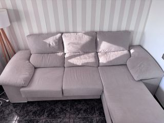 Sofá chaise longue 3 plazas tela